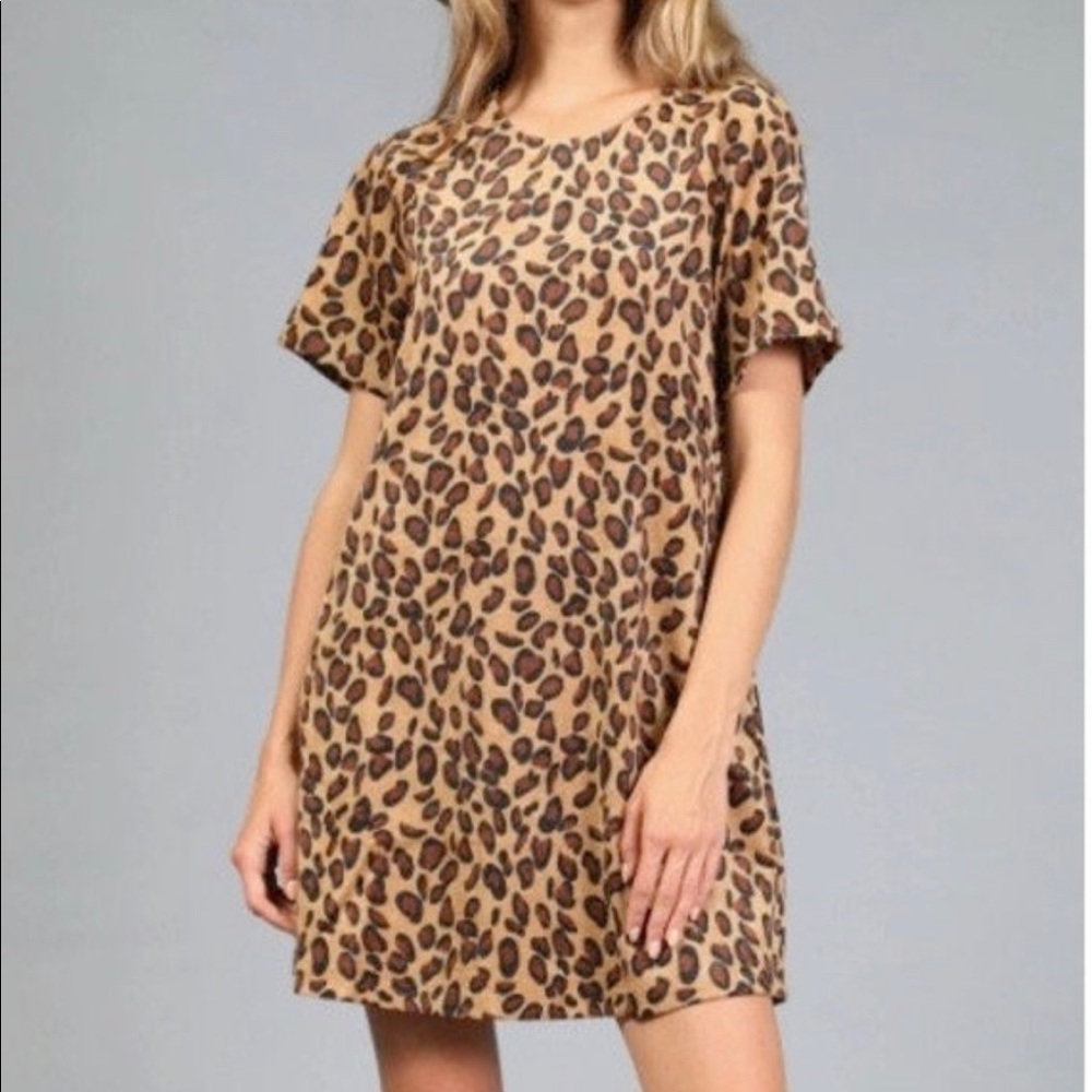 Lover Riche Corduroy Cheetah Shift Dress Size Large